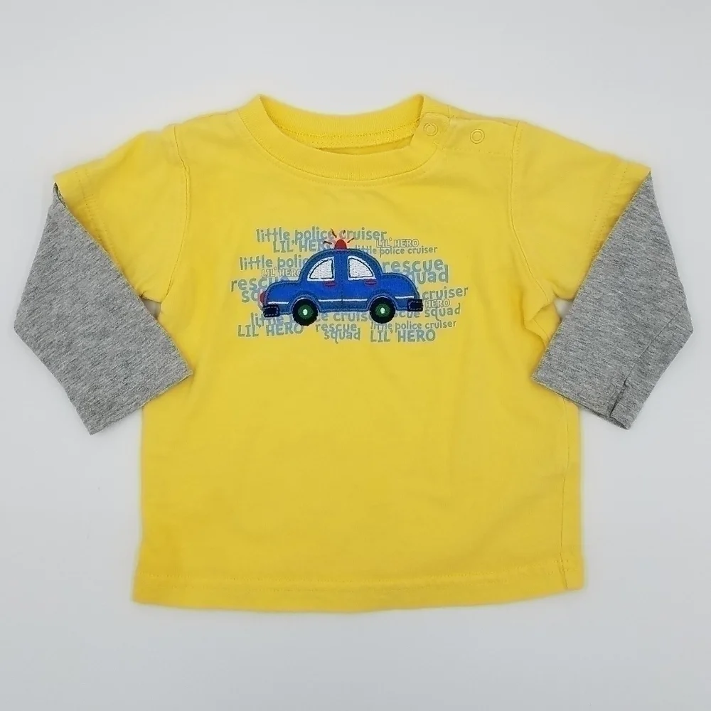 Carter's Police Car Long Sleeve Layered Shirt 9m